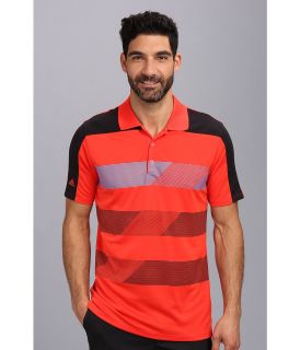 adidas Golf CLIMACHILL Stripe Block Polo Mens Short Sleeve Pullover (Red)
