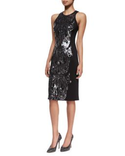 Womens Sequined Panel Cocktail Dress   David Meister