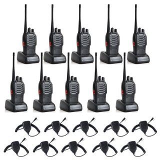 Baofeng BF 888S UHF 400 470MHz 16CH CTCSS/DCS With Earpiece Handheld Amateur Radio Transceiver Walkie Talkie Two Way Radio Long Range Black 10 Pack and Retevis Speaker Microphone 10 Pack High Quality  Frs Two Way Radios 