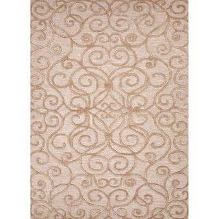 Hand tufted Textured Transitional Floral Pattern Brown Rug (96 X 136)