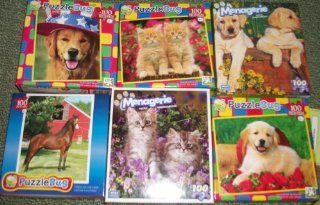 (6) 100 Piece Puzzles/ 3 Dogs/ 2 Cats/ 1 Horse Toys & Games