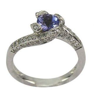 Tanzanite And Diamond Ring With 1.35cts Tanzanite And Fine White Diamonds In 18K White Gold Diamond Tanzanite Ring   5 Engagement Rings Jewelry