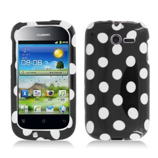Aimo HWM866PCPD301 Trendy Polka Dot Hard Snap On Protective Case for Huawei Ascend Y M866   Retail Packaging   Black/White Cell Phones & Accessories