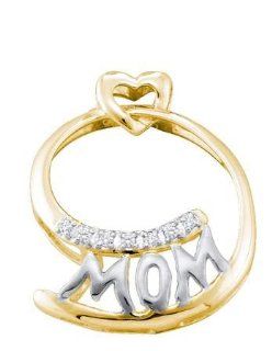 0.04 Carat (ctw) Diamond 'Mom' Pendant set in 14k Yellow Gold PR01 2637 Jewelry