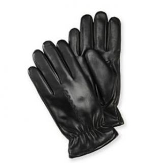 Isotoner Mens Black Leather Gloves Gathered Wrist & Faux Fur Sherpasoft Lining at  Mens Clothing store