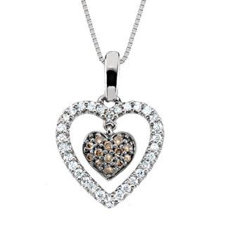 Two Tone Diamond Heart Necklace in 14 Karat White Gold Jewelry