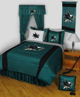 San Jose Sharks FULL Size 14 Pc Bedding Set (Comforter, Sheet Set, 2 Pillow Cases, 2 Shams, Bedskirt, Valance/Drape Set   84 inch Length & Matching Wall Hanging)   SAVE BIG ON BUNDLING  Pillowcase And Sheet Sets  