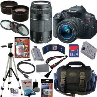 Canon EOS Rebel T5i 18.0 MP CMOS Digital Camera with EF S 18 55mm f/3.5 5.6 IS STM Zoom Lens + EF 75 300mm f/4 5.6 III Telephoto Zoom Lens + Telephoto & Wide Angle Lenses + 12pc Bundle 32GB Deluxe Accessory Kit  Digital Slr Camera Bundles  Camera &am