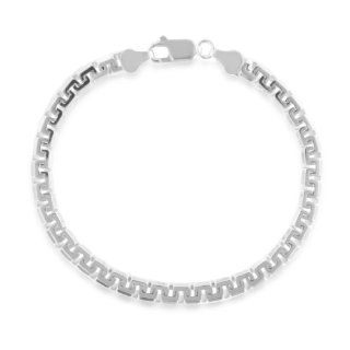 Sterling Silver Beveled Battuta Bracelet   8" Jewelry