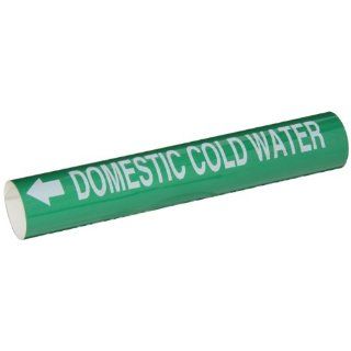 Brady 5673 I High Performance   Wrap Around Pipe Marker, Legend "Domestic Cold Water" Industrial Pipe Markers