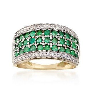1.05ct t.w. Emerald, .25ct t.w. Diamond Ring in Gold. Size 8 Jewelry Products Jewelry
