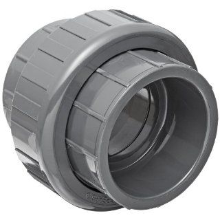 Spears 897 Series PVC Pipe Fitting, Union with EPDM O Ring, Schedule 80, 1 1/2" Socket Industrial Pipe Fittings