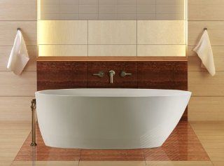 MTI Lydia MTCT 124 S124 55.875" x 31.25" x 19.5" Solid Surface Stand Alone Soaking Tub White   Drop In Bathtubs  