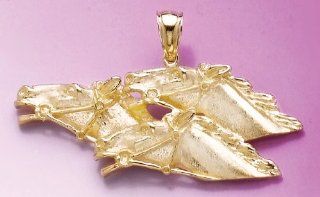 Gold Animal Charm Pendant Triple Horse Head Pendant Satin & 2 D Million Charms Jewelry