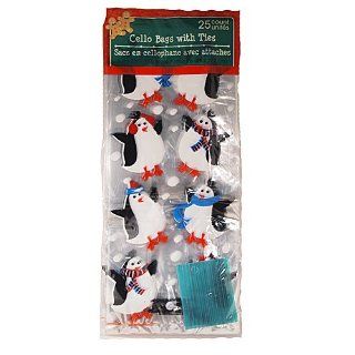 25pcs Clear Christmas Penguin Cello/Cellophane/Loot Treat Bag 11.5 x 5 x 3 inch Gift Basket Supplies