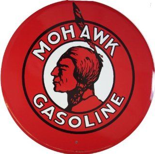 Mohawk Gasoline Automotive Round Metal Sign   Victory Vintage Signs   Decorative Signs