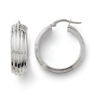 Leslies 14k White Gold Polished Hoop Earrings Jewelry