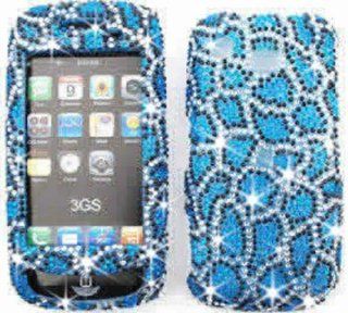 Samsung Impression A877 Full Diamond Crystal, Blue Leopard Print Full Rhinestones/Diamond/Bling   Hard Case/Cover/Faceplate/Snap On/Housing Cell Phones & Accessories