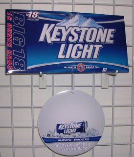 Keystone Light 2 piece Beer Bar Sign Ceiling Dangler 2 Sided  