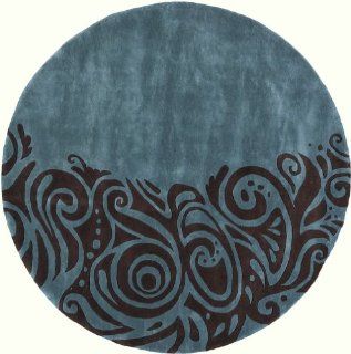 Area Rug 7x7 Round Contemporary Turquoise Color   Momeni New Wave Rug from RugPal  