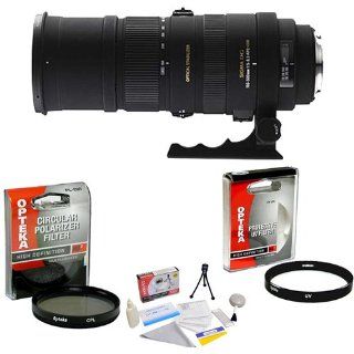 Sigma APO 150 500mm F/5 6.3 DG Telephoto Lens for Canon EOS + Opteka UV Filter + Opteka CPL Filter + Opteka 5 Piece Cleaning Kit  Camera Lens Filter Sets  Camera & Photo