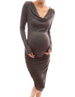 Patty Women's Mama Cowl Neck Long Sleeve Ruched Stretch Maternity Dress Maternity Jeans