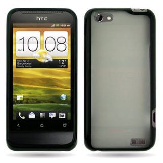 EMAXCITY Brand Hybrid Mix Hard CLEAR Back With Flexi TPU Edges BLACK Trim Sleeve Faceplate Cover Case For HTC ONE V [WCM879] Cell Phones & Accessories