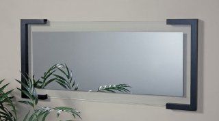 Luthor 37"W Wall Mirror with Frame in Black Finish   Wall Mounted Mirrors