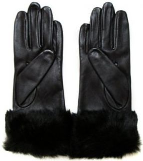Fownes Women's Brown Lambskin Leather Gloves w/Brown Rabbit Fur Trim 7/M