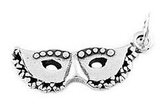 Sterling Silver One Sided Masquerade Mask Charm Clasp Style Charms Jewelry