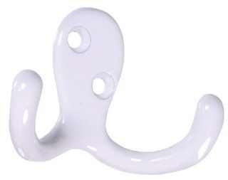 The Hillman Group 592604 Double Clothes Hook, White, 2 Pack