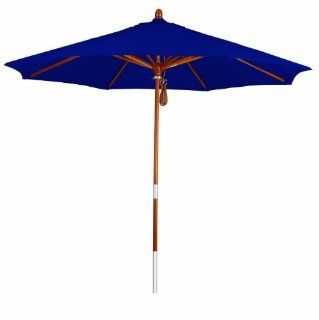 California Umbrella 9 Feet Sunbrella Fabric Marenti Wood Rib Pulley Open Wood Market Umbrella, Navy  Patio Umbrellas  Patio, Lawn & Garden