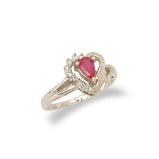 14K Gold Ruby and Diamond Heart Shaped Ring Size 6.5 Elite Sophisticate Jewels Jewelry