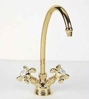 Herbeau 305057 Brushed Nickel Royale Double Handle Single Hole Bathroom Faucet with Metal Cross Handles from the Royale Series 3050   Touch On Bathroom Sink Faucets  