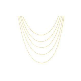 14K Yellow Gold Five Strand Layered Necklace   22" Jewelry