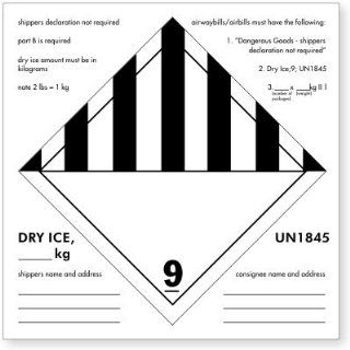 Dry Ice Label, 6" X 6", scl 909, 500 Labels Per Roll 