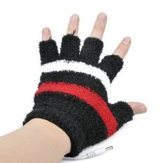 Black White Stripes USB Warmer Mitten Glove Clothing