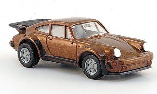 Porsche 911 Turbo, met. brown, mirror laying by, Model Car, Ready made, Herpa 187 Herpa Toys & Games