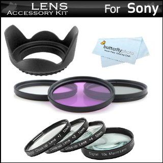 55mm Bundle Lens Filter Accessory Kit For Sony a7 a7K a7R a58 A99 a55 a33 a35 SLT A55 SLT A33 A65 SLT A65V SLT A57 A57 SLT A99V SLT A99 SLT A58K Includes 55mm 3pc Multi Coated Filter Kit + 55mm Lens Hood + 4pc +1 +2 +4 +10 55mm Close Up Filter Set  Camera