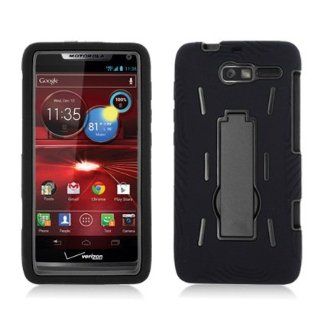 LF Black Black Armor Case with Stand and Lf Screen Wiper for Motorola Razr I Xt890 Cell Phones & Accessories
