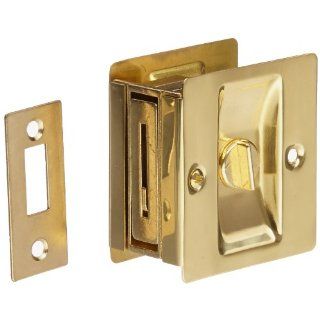 Rockwood 891.3 Brass Pocket Door Privacy Latch, 2 1/2" Width x 2 3/4" Height, Polished Clear Coated Finish Industrial Hardware