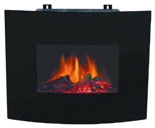 Quality Craft MW914T 24BK Glass Wall Mounted Electric Heater with 750 1500 watt Adjustable Temperature Control and 23.6 Inch Wide, Black   Portable Fireplace  