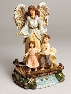 Pack of 2 Religious Guardian Angel on Bridge Figurines 9.84"   Collectible Figurines