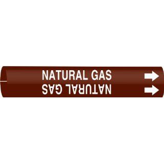 Brady 4349 A Bradysnap On Pipe Marker, B 915, White On Brown Coiled Printed Plastic Sheet, Legend "Natural Gas" Industrial Pipe Markers