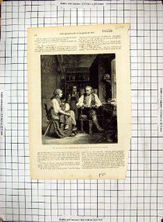 Antique Print of Village Doctor Family Children Engraving Girardet  