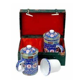 Gift Set   Traditional Blue Long Life Infuser Tea Mugs Kitchen & Dining