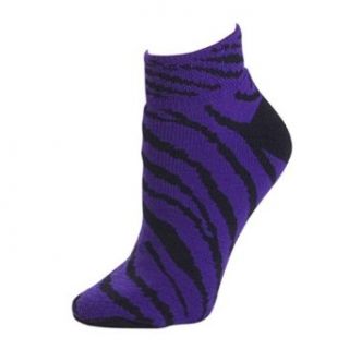 Pizzazz Girls Size 12 5 Purple Zebra Stripe Anklet Socks Cheer Dance Clothing