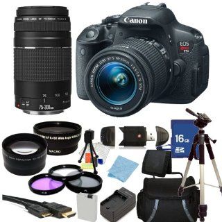 Canon EOS Rebel T5i 18 MP CMOS Digital SLR Camera w/EF S 18 55mm f/3.5 5.6 IS STM Lens + EF 75 300mm f/4 5.6 III Telephoto Zoom Lens + LP E8 Replacement Lithium Ion Battery + External Rapid Charger + 16GB SDHC Class 10 Memory Card + 58mm Wide Angle Lens + 