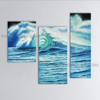 Triptych Contemporary Wall Art Seascape Painting Sea Wave Oil On Canvas Oversized Art On Canvas  