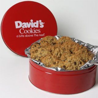 David's Cookies Oatmeal Raisin Fresh Baked Cookies 2 lb. Tin  Cookies Gourmet  Grocery & Gourmet Food